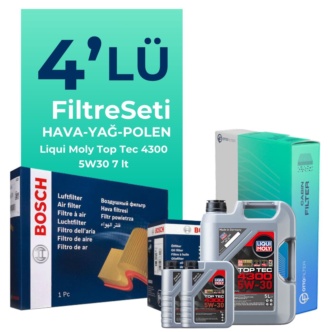 BOSCH Nissan Skystar 2.5 Dizel Filtre Bakım Seti Liqui Moly Motor Yağlı (1997-2008) 4 Lü