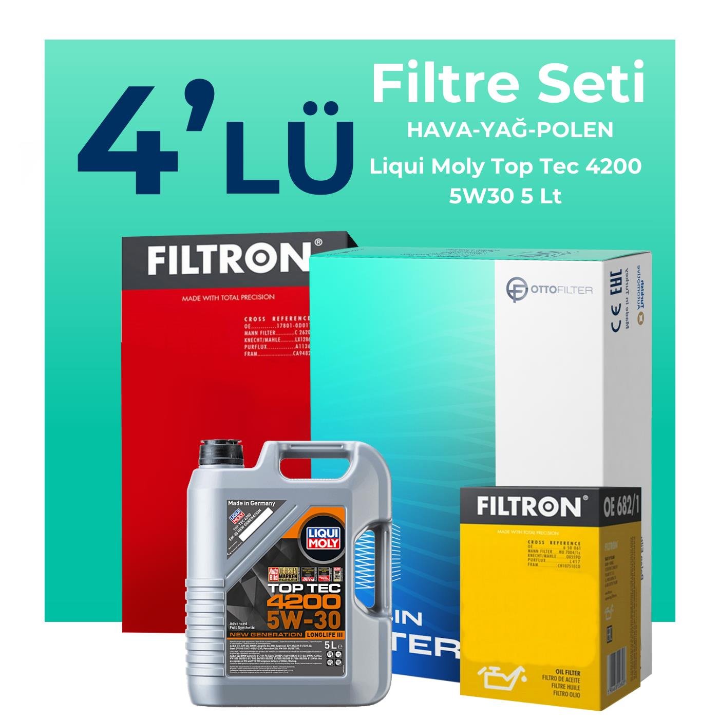 Filtron BMW 1.18 i Filtre Bakım Seti Liqui Moly Motor Yağlı (2007-2011) 4 Lü