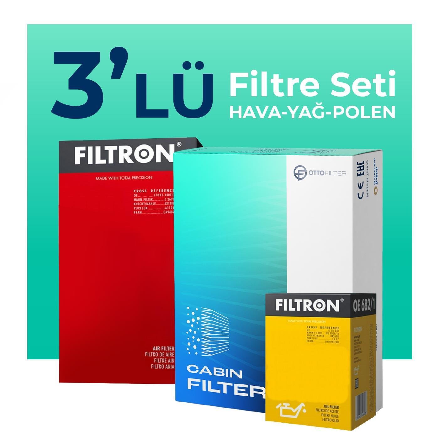 Filtron Dacia Duster 1.5 Dizel Filtre Bakım Seti (2013-2018) 3 Lü